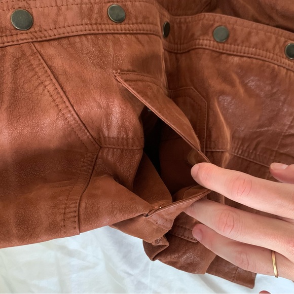 Free People Vegan Leather Button Mini Skirt - Picture 6 of 8